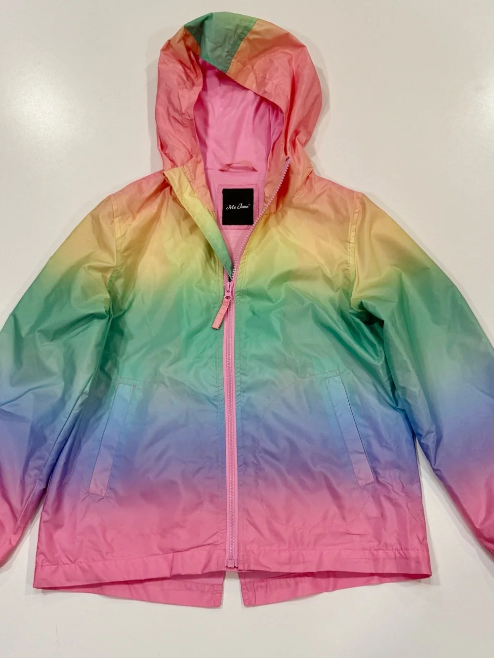 Me Jane Girls Rainbow Ombre Hooded Raincoat Jacket
